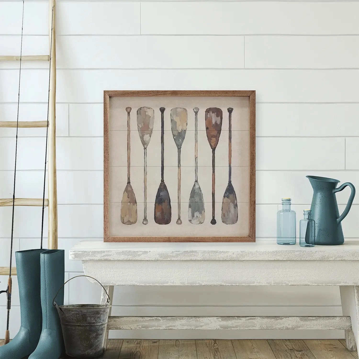 Vintage Boat Oars Wood Framed Print