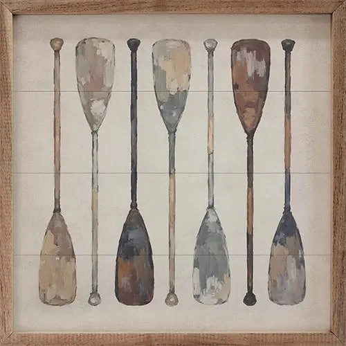 Vintage Boat Oars Wood Framed Print 