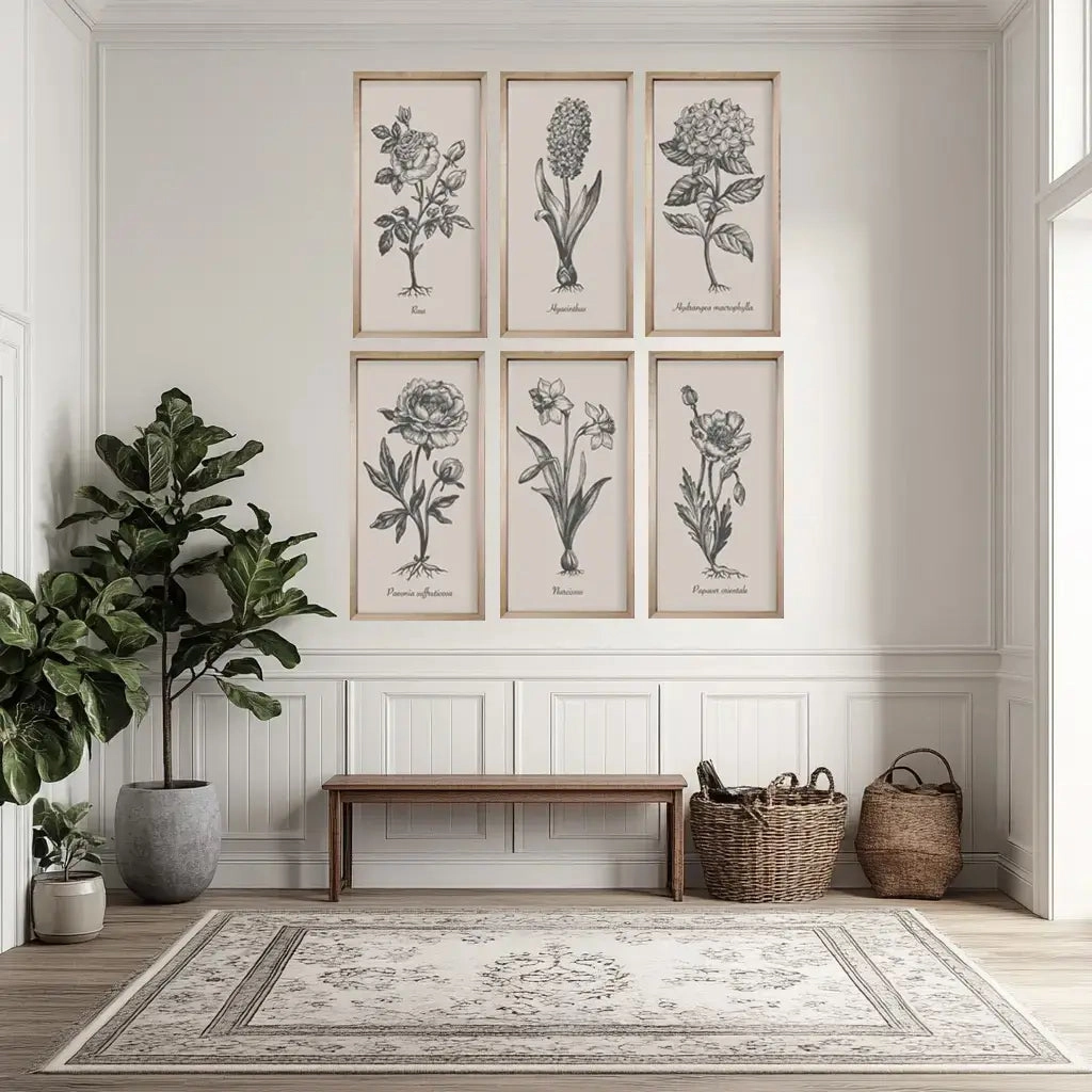 Vintage Botanicals Framed Art Set