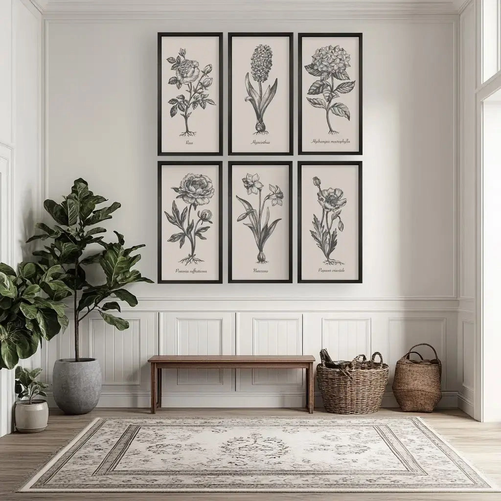Vintage Botanicals Framed Art Set 
