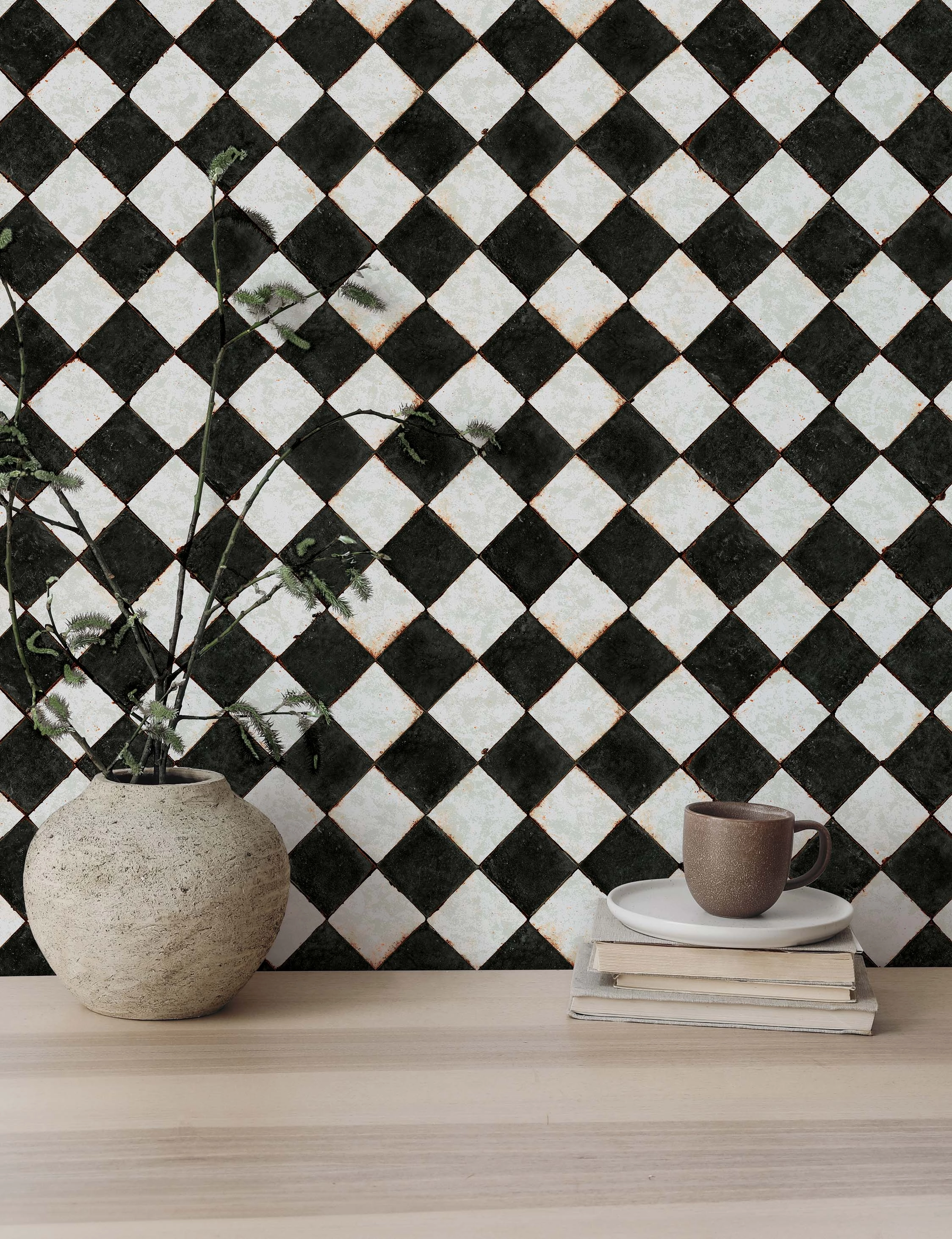 Vintage Check Textured Peel and Stick Wallpaper by Jeremiah Brent
