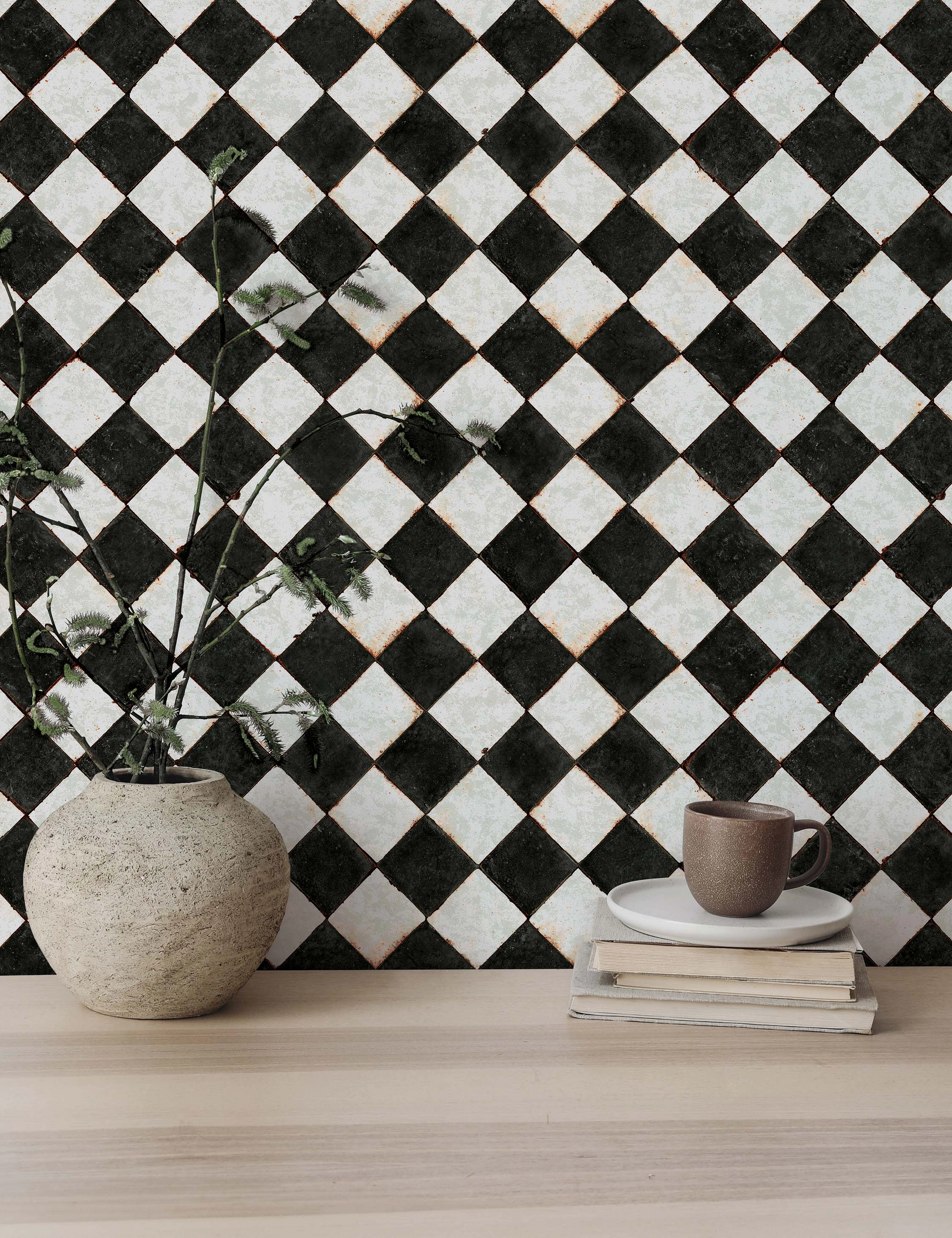 Vintage Check Textured Peel and Stick Wallpaper by Jeremiah Brent