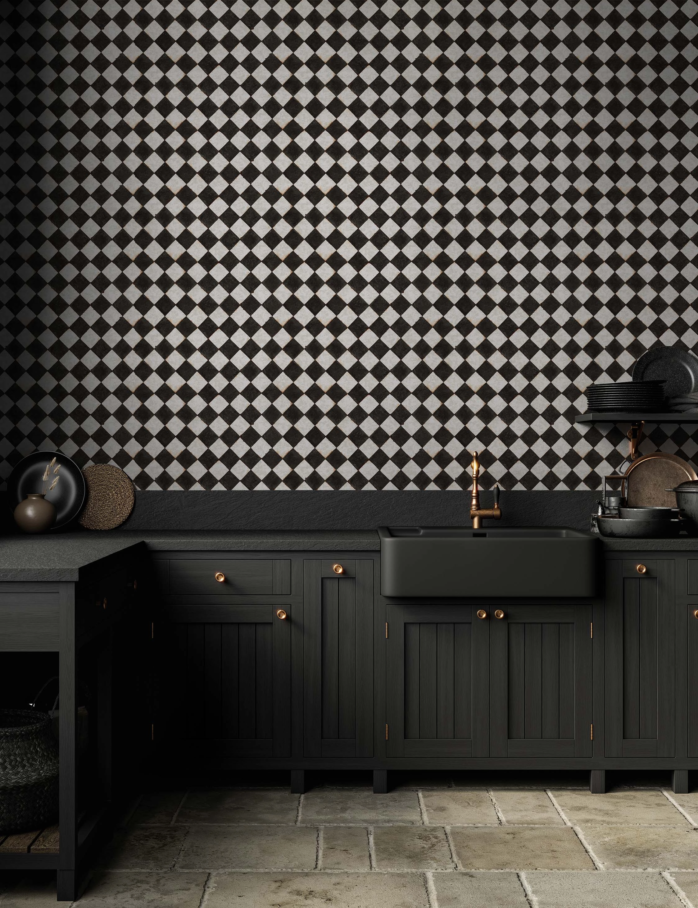 Vintage Check Textured Peel and Stick Wallpaper by Jeremiah Brent