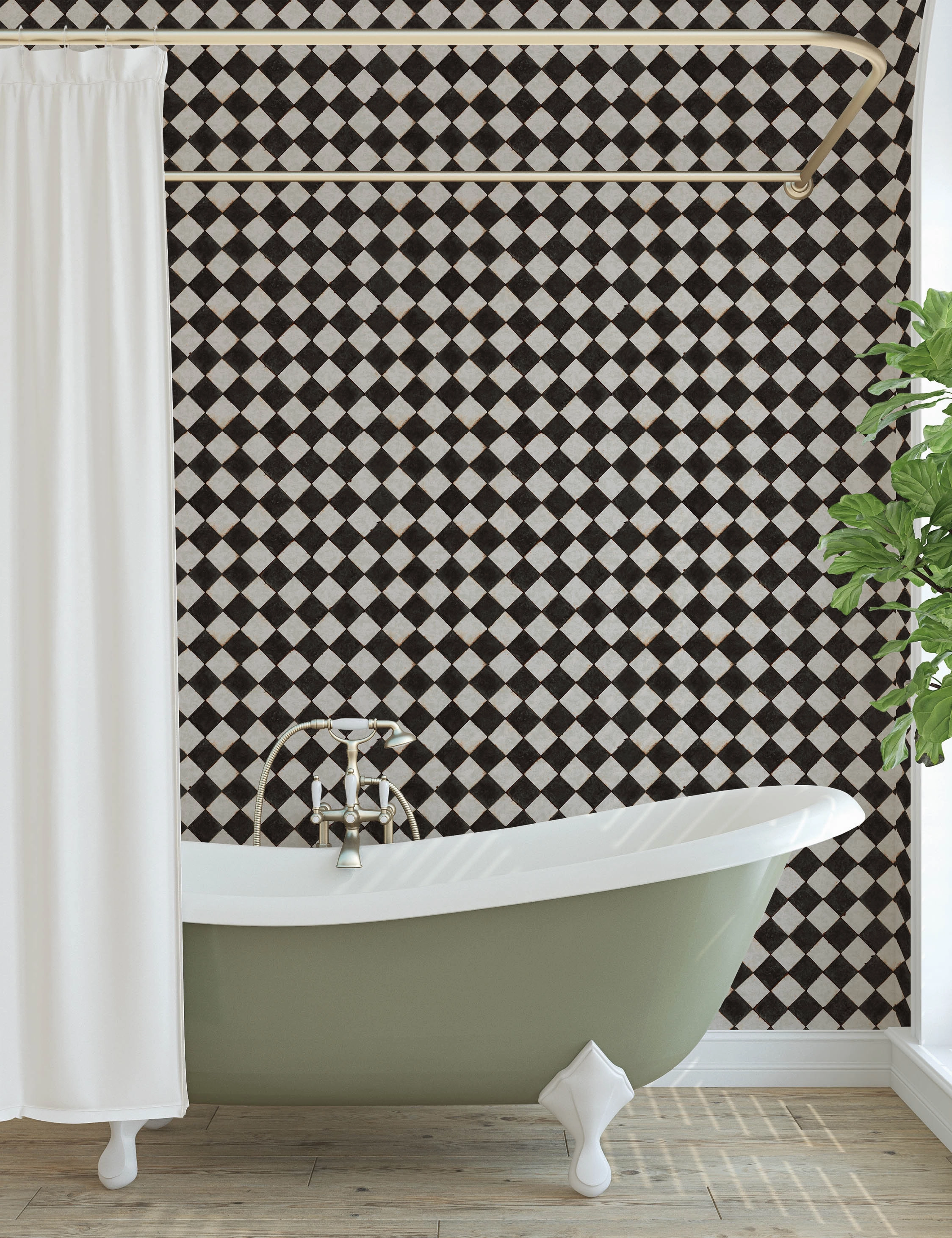 Vintage Check Textured Peel and Stick Wallpaper by Jeremiah Brent