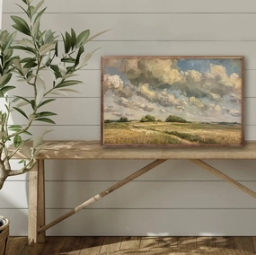 Vintage Cornfield Wood Framed Print 