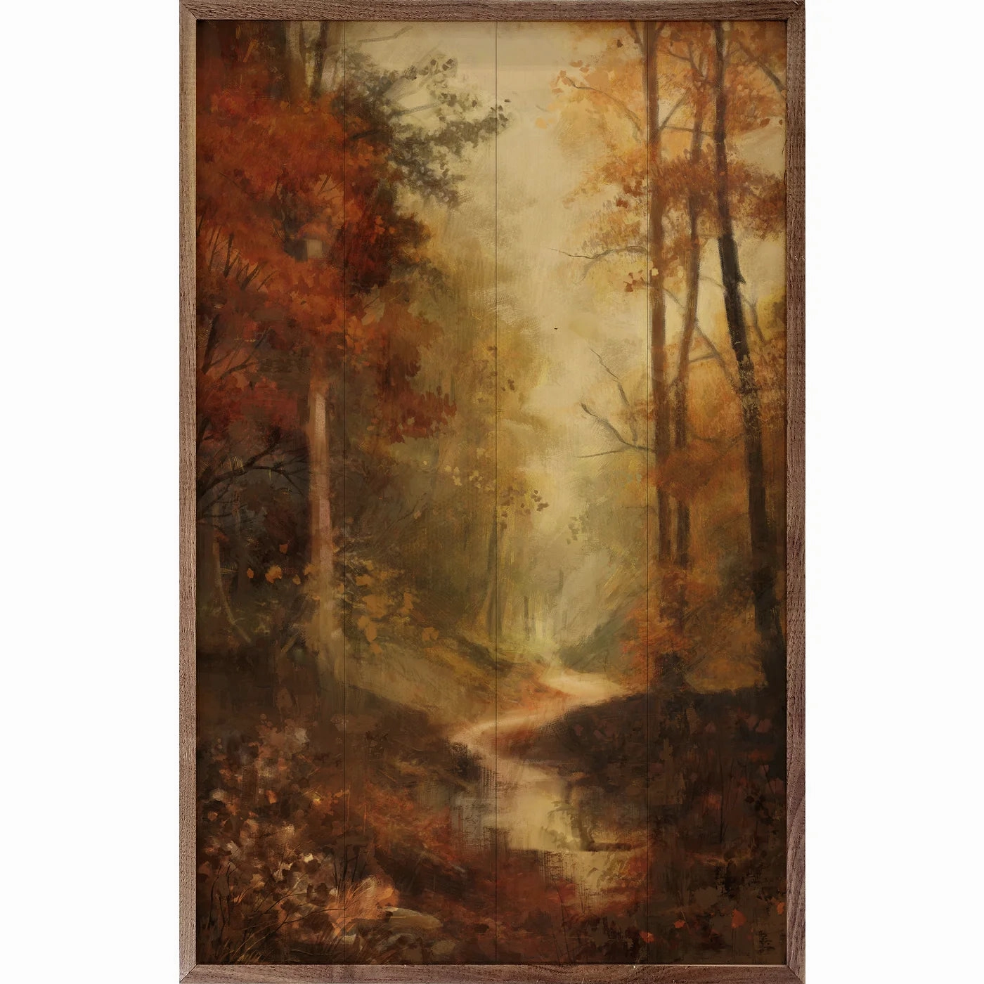 Vintage Fall Landscape Wood Framed Print 