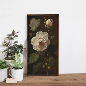 Vintage Ivory Peonies Wood Framed Print 