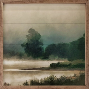 Vintage Landscape Painting Wood Framed Print 
