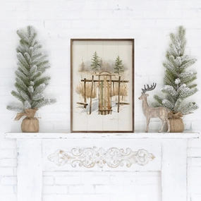 Vintage Sleigh Resting Wood Framed Print 