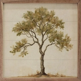 Vintage Solo Tree Wood Framed Print 