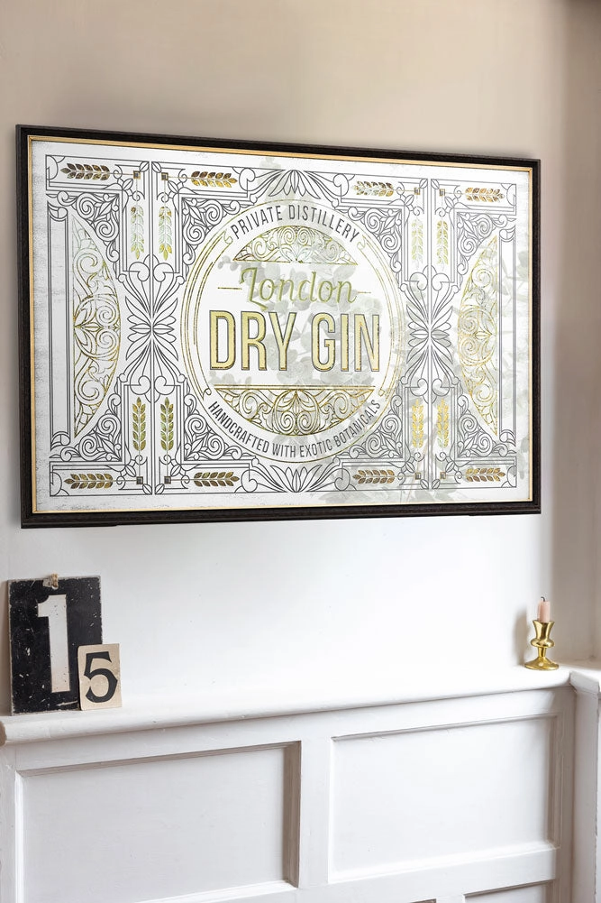 Vintage-Style Dry Gin Bar Mirror 