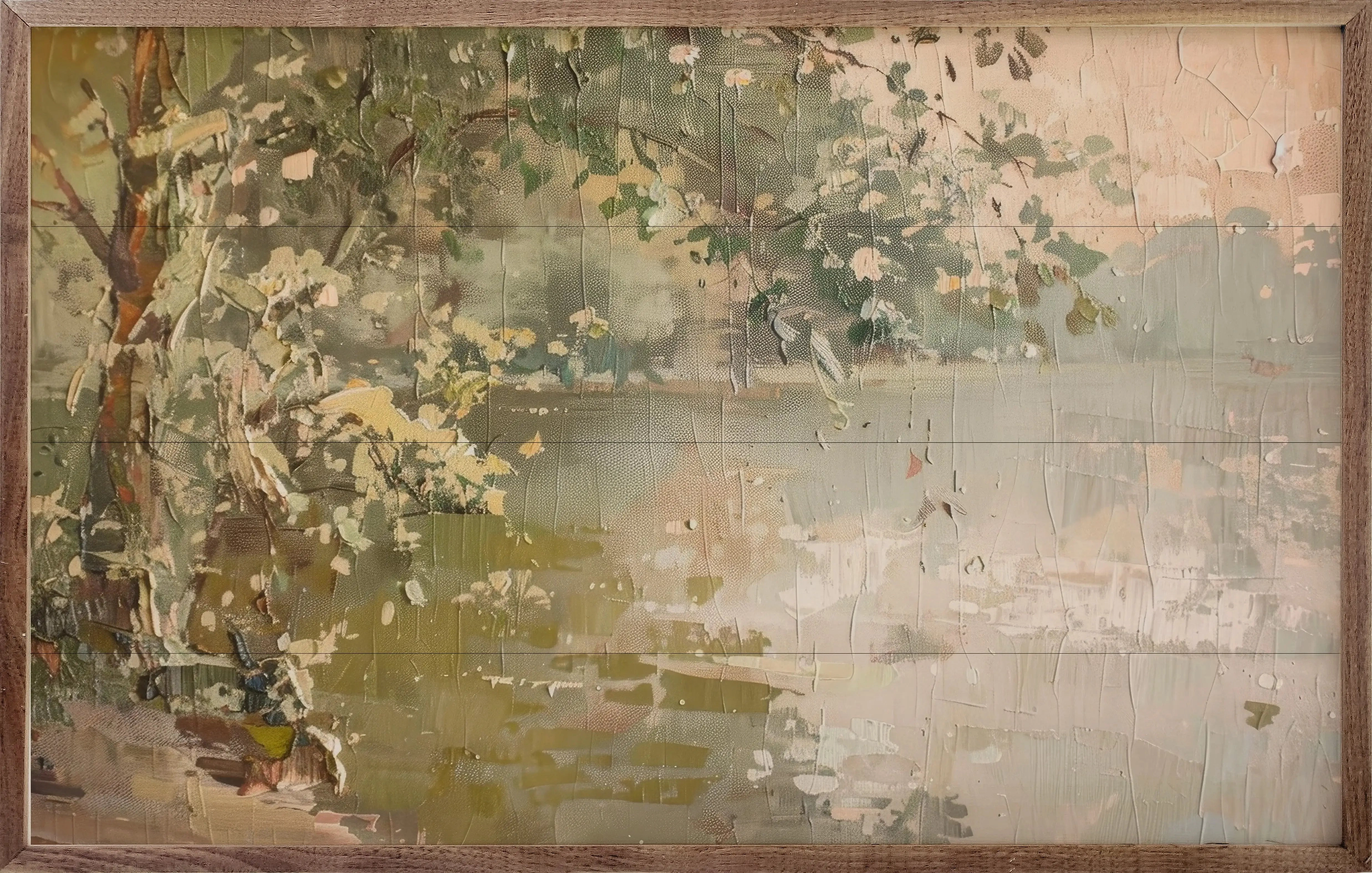 Vintage Waterside Wood Framed Print