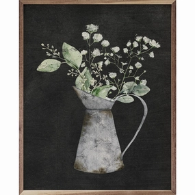 Water Pitcher & Flowers Wood Framed Print 
