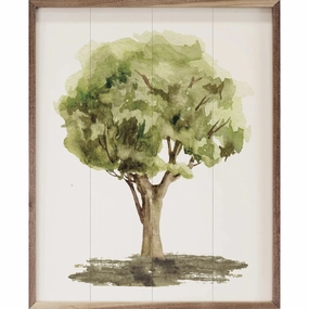 Watercolor Ash Tree Wood Framed Print 