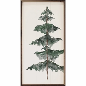 Watercolor Evergreen Tree Wood Framed Print 
