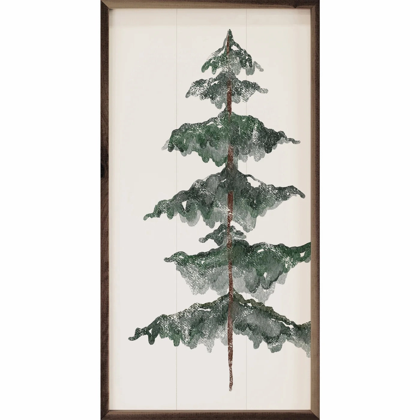 Watercolor Evergreen Tree Wood Framed Print 