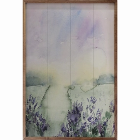 Watercolor Lilac Field Wood Framed Print 