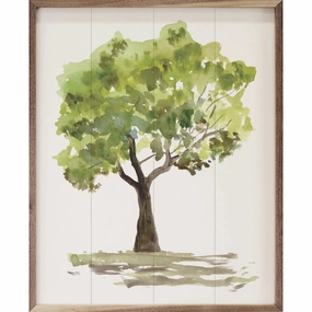 Watercolor Oak Tree Wood Framed Print 
