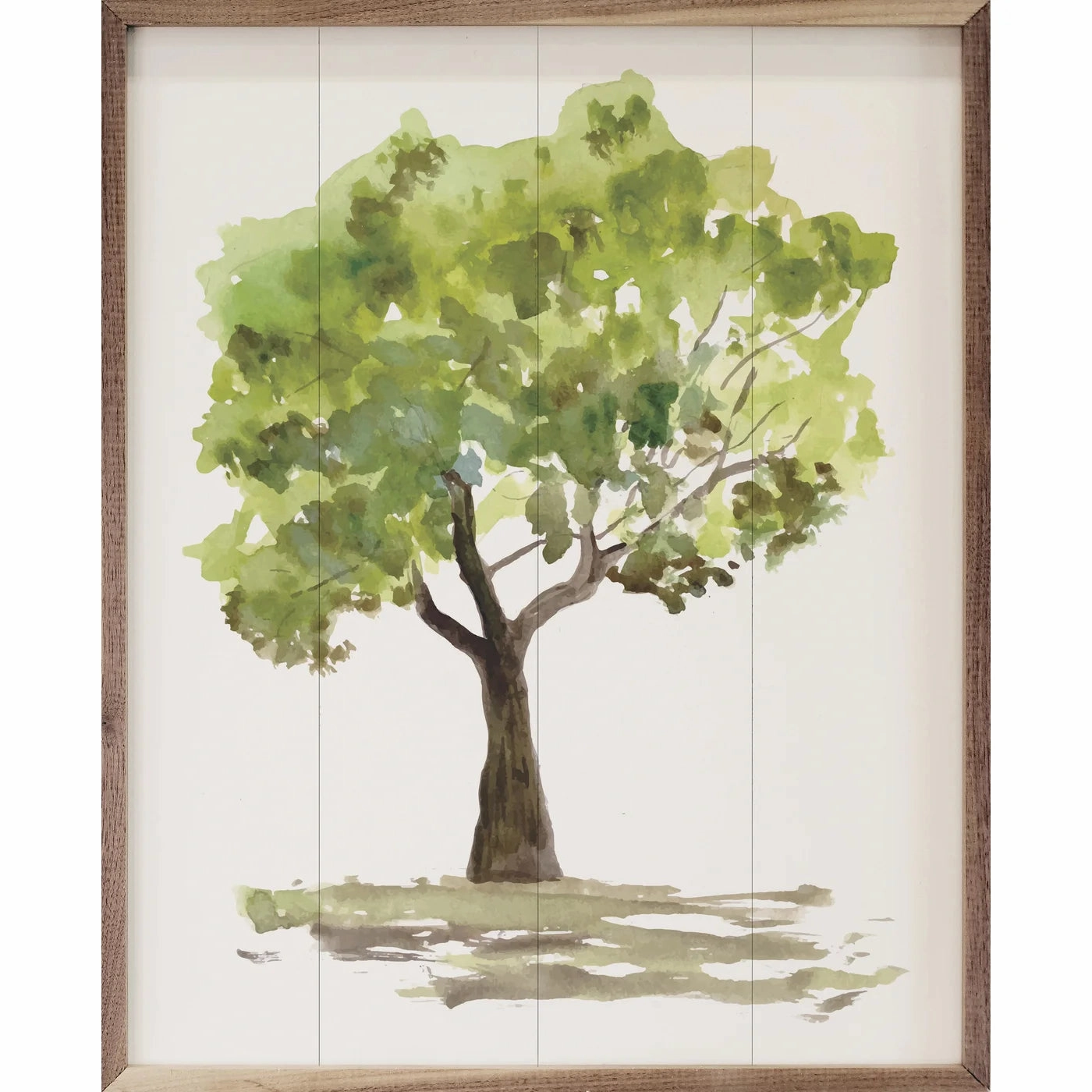 Watercolor Oak Tree Wood Framed Print 