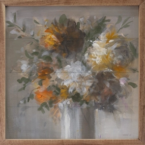 Weekend Bouquet With Green By Danhui Nai Wood Framed Print 