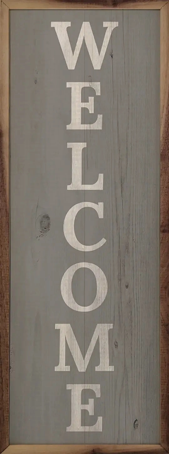 Welcome Distressed Gray Wood Framed Print