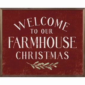 Welcome To Our Farmhouse Christmas Greenery Wood Framed Print 