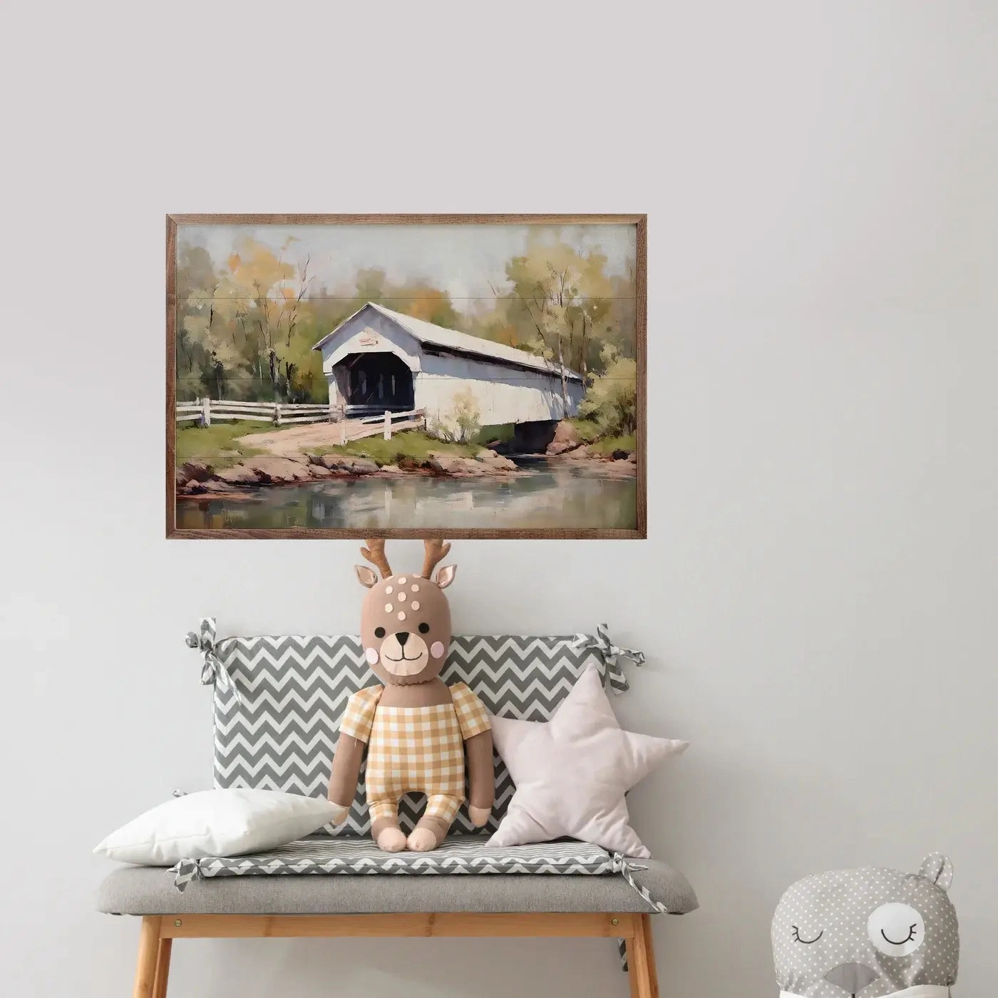 White Bridge Wood Framed Print