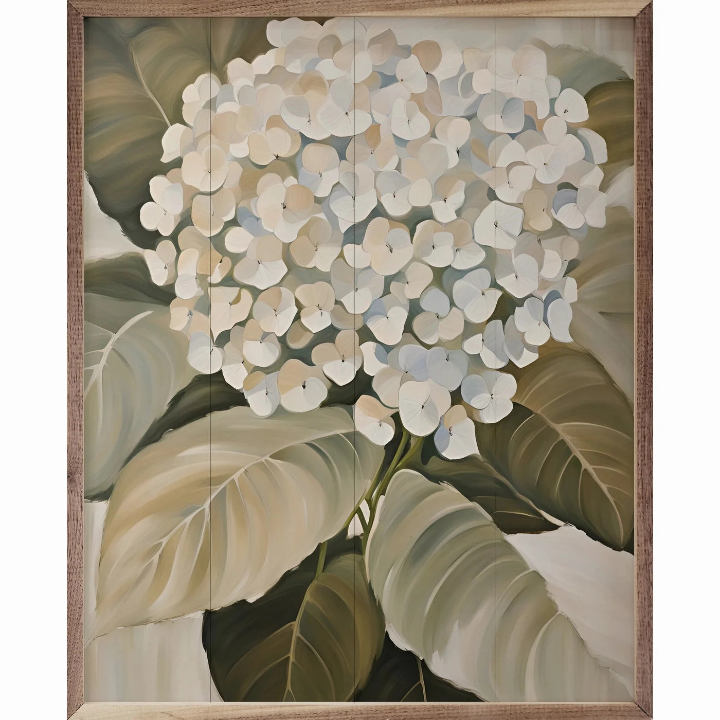 White Hydrangea Wood Framed Print 