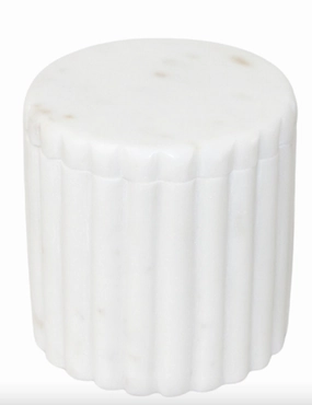 White Marble Canister with Grooving 