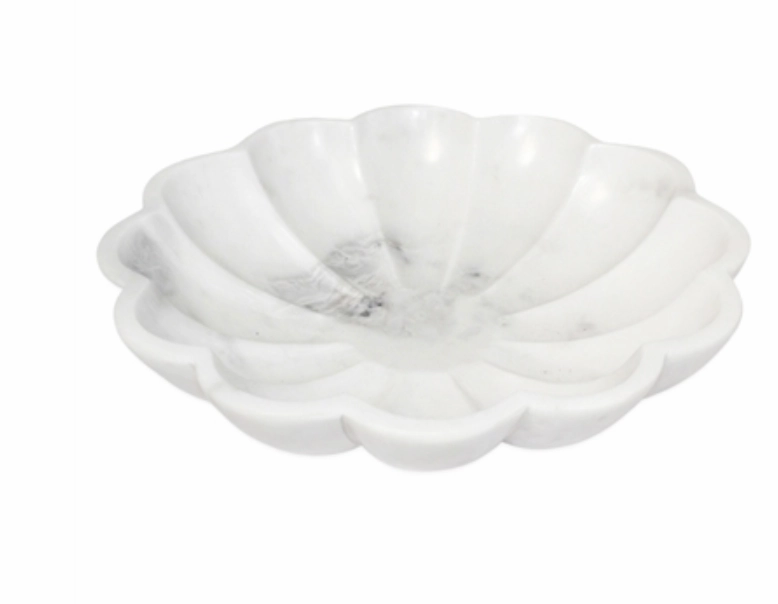 White Marble Lotus Bowl
