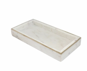 White Marble Tray with Brass Edging 