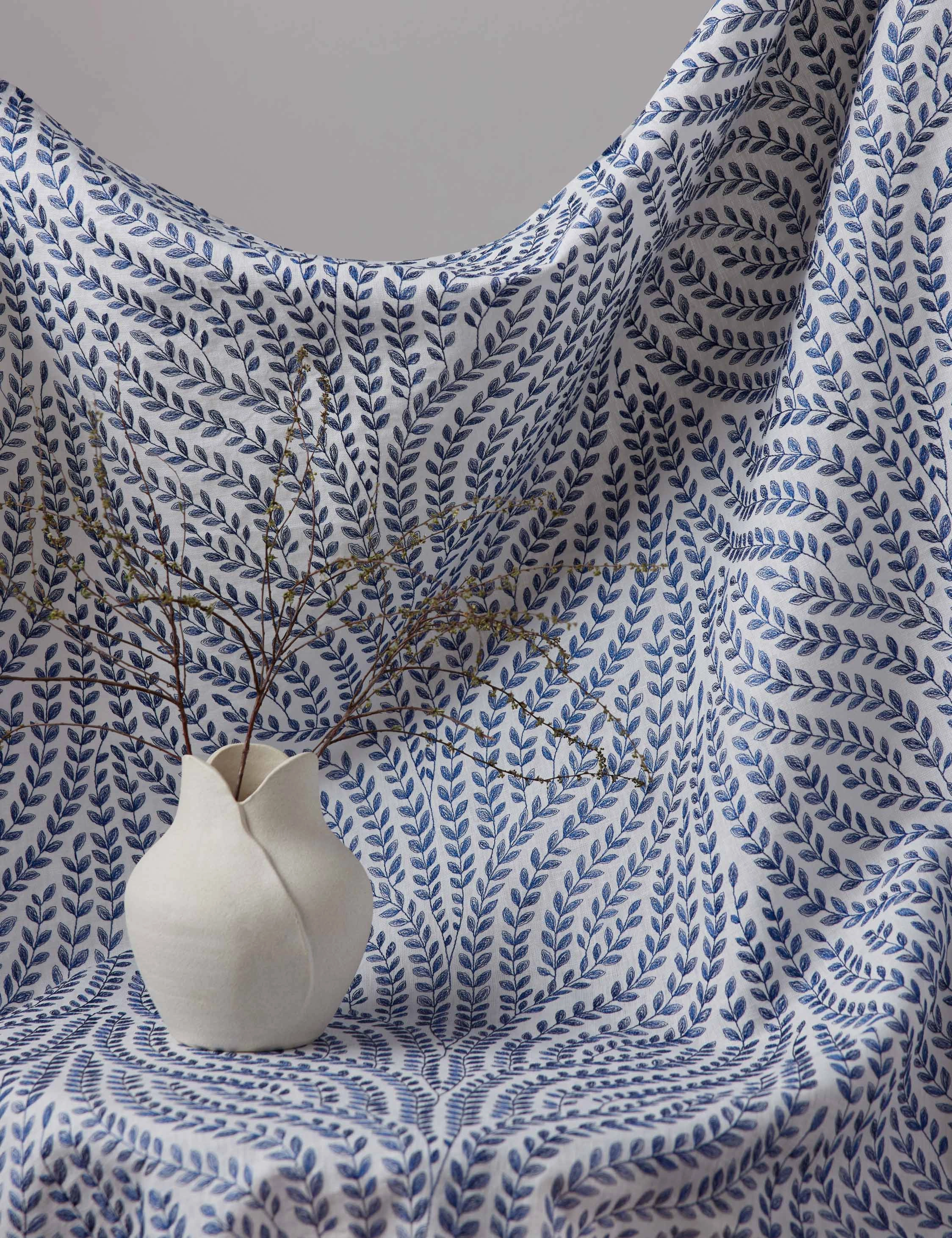 Willow Vine Embroidery Linen Fabric by Scalamandr