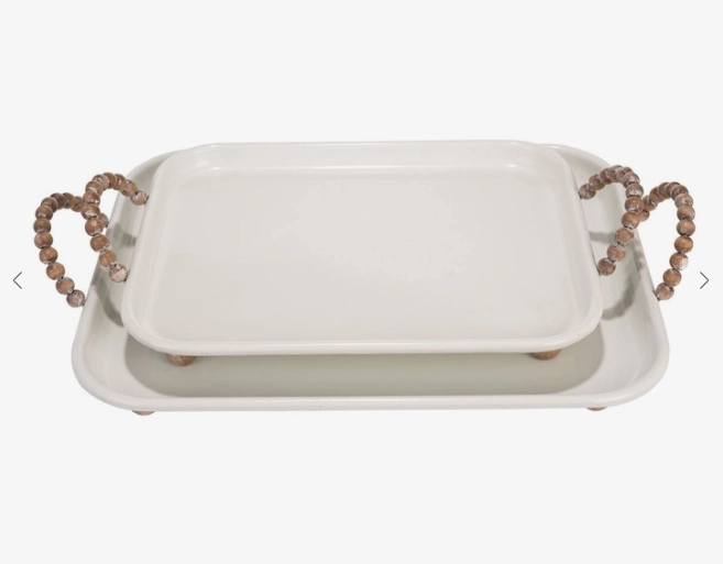 Wood Bead Handle Tray-Large 