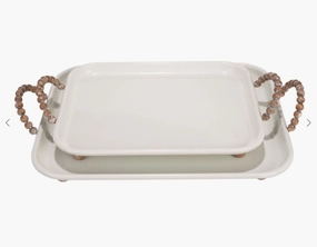 Wood Bead Handle Tray-Small 
