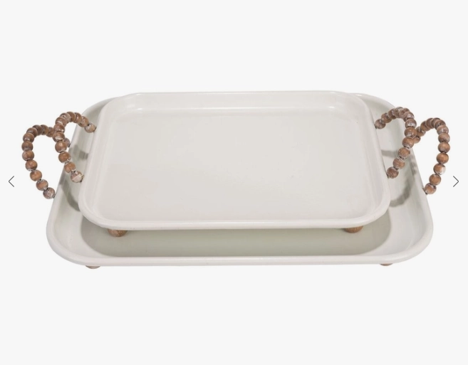 Wood Bead Handle Tray-Small 