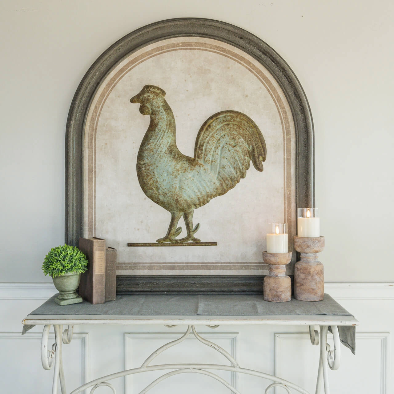 Wood Framed Metal Rooster