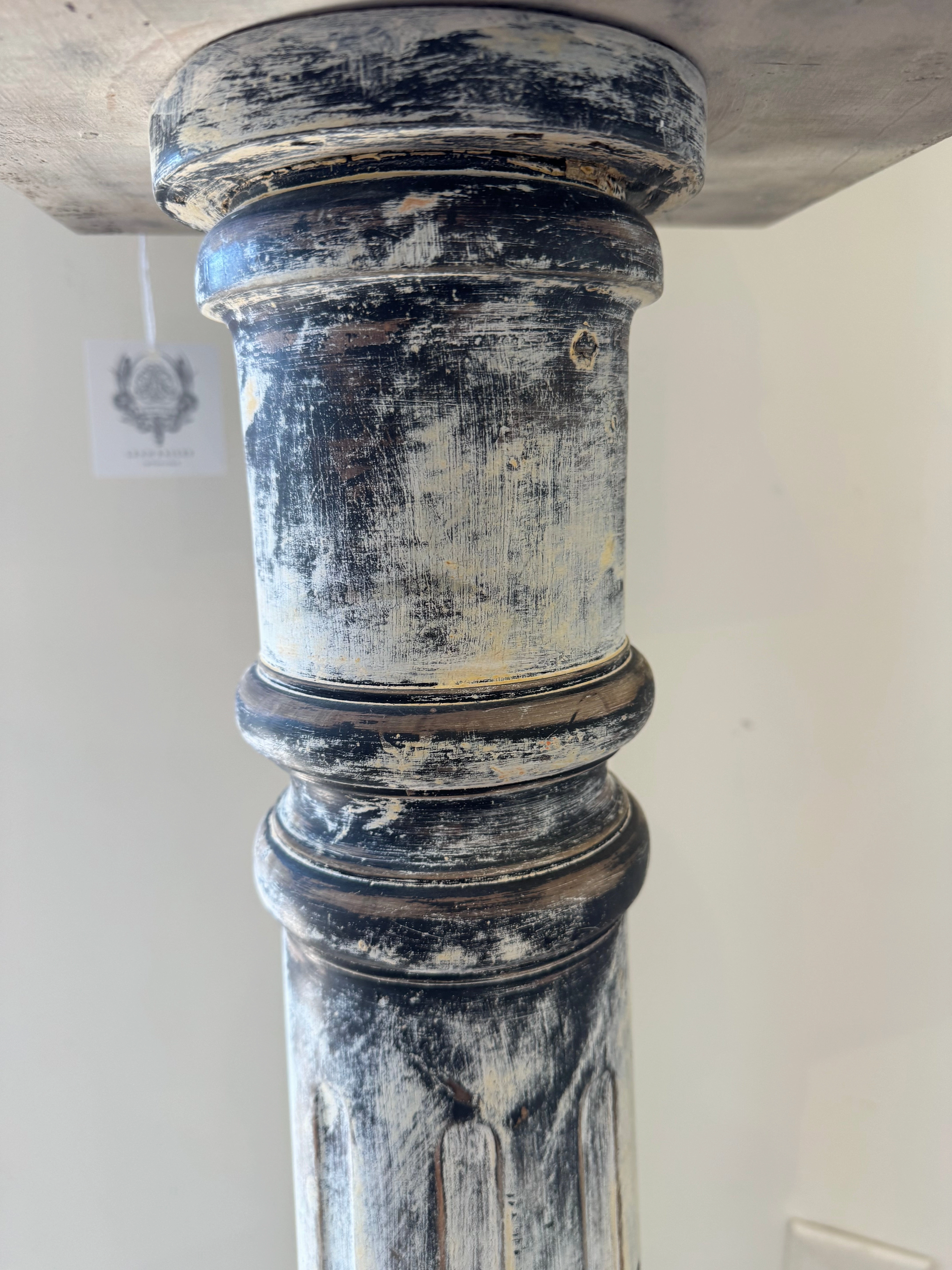 Wood White Patinated Pedestal