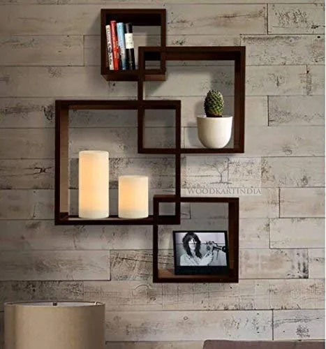 Wooden Wall Mounted Shelf Rack for Living Room Decor ) - Set of 4