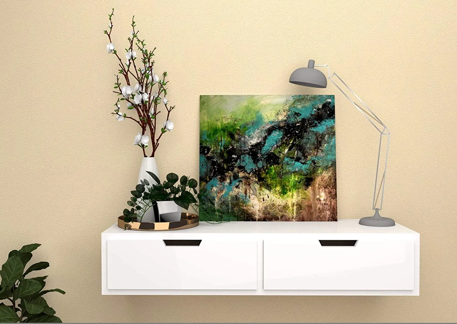 Wooden Wall Shelf with Drawer for Living Room , Storage and Home Decorative Items 