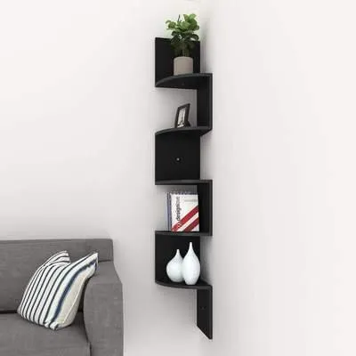 Wooden Wall Shelves | Corner Hanging Shelf for Living Room Stylish | Zig Zag Home Decor