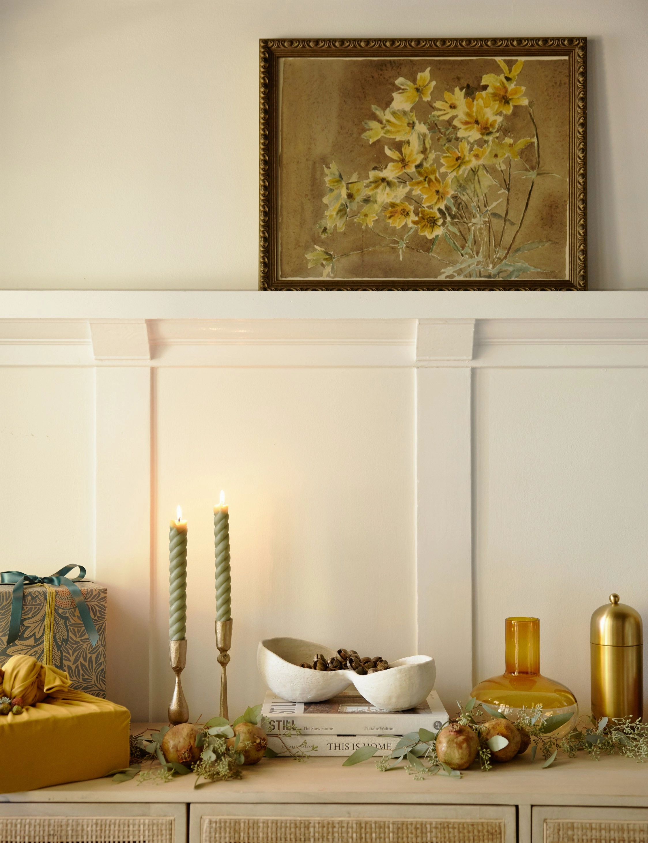 Yellow/Orange Flower with Border Print by Hannah Borger Overbeck