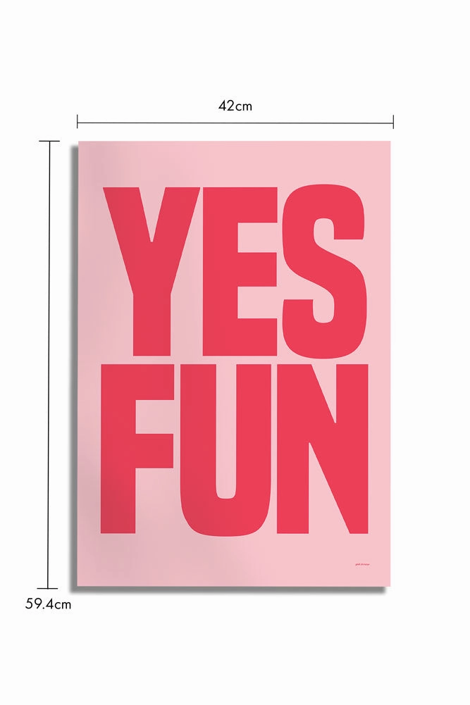 Yes Fun Pink & Red Art Print - Unframed