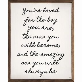 You're Loved For The Boy You Are White Wood Framed Print 