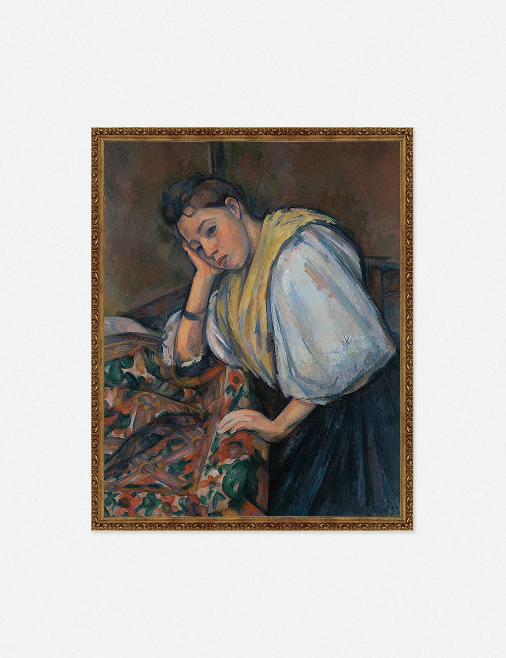 Young Italian Woman at a Table Wall Art by Paul Cezanne