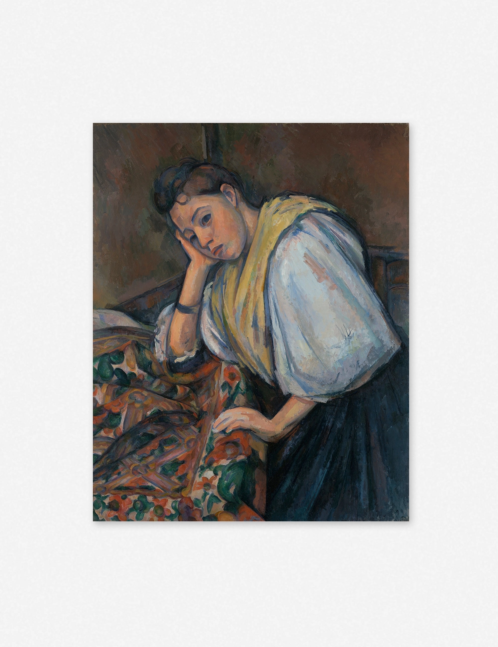 Young Italian Woman at a Table Wall Art by Paul Cezanne