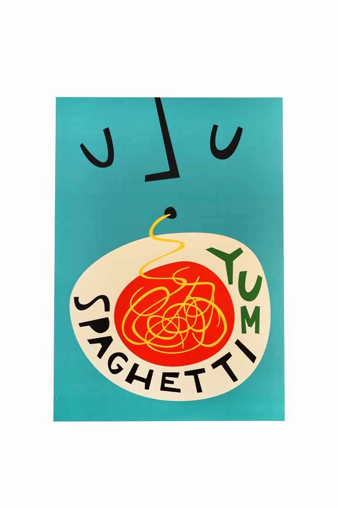 Yum Spaghetti By Fox & Velvet A2 Art Print With Black Wooden Frame