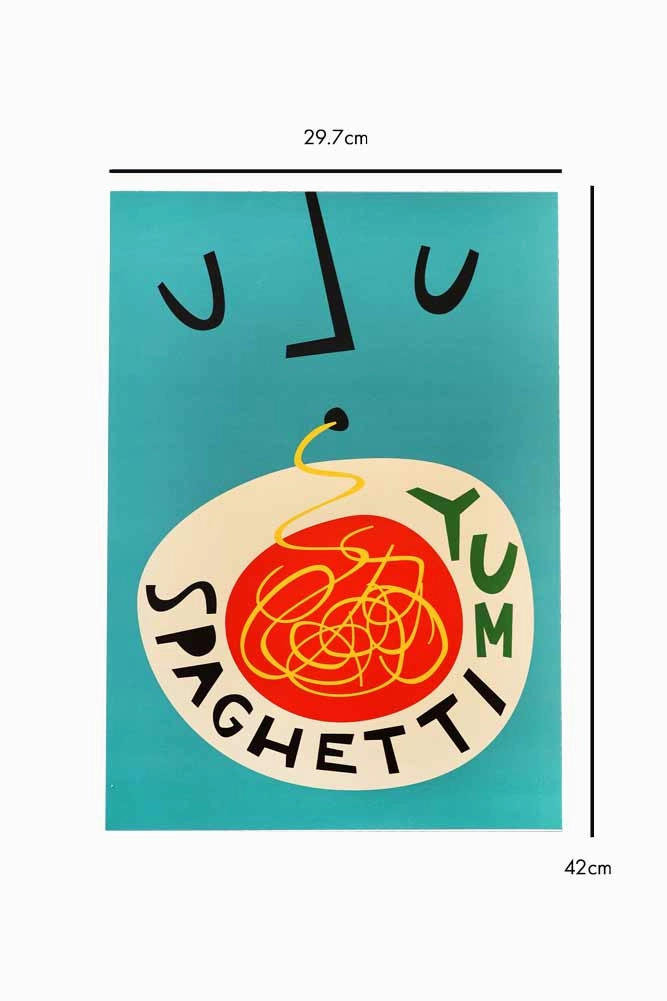 Yum Spaghetti By Fox & Velvet A2 Art Print With Black Wooden Frame